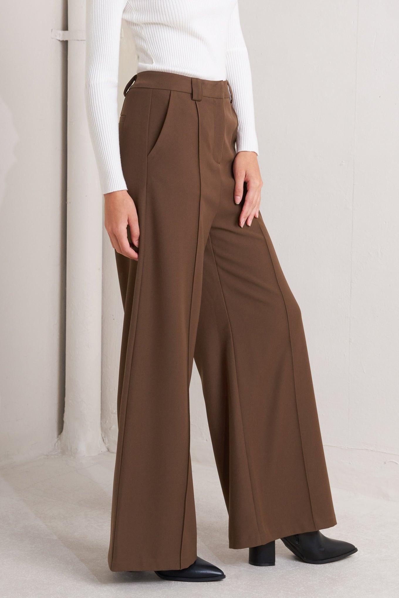 MONDAY FLOW BROWN WOVEN PANTS - Glamourous Grace