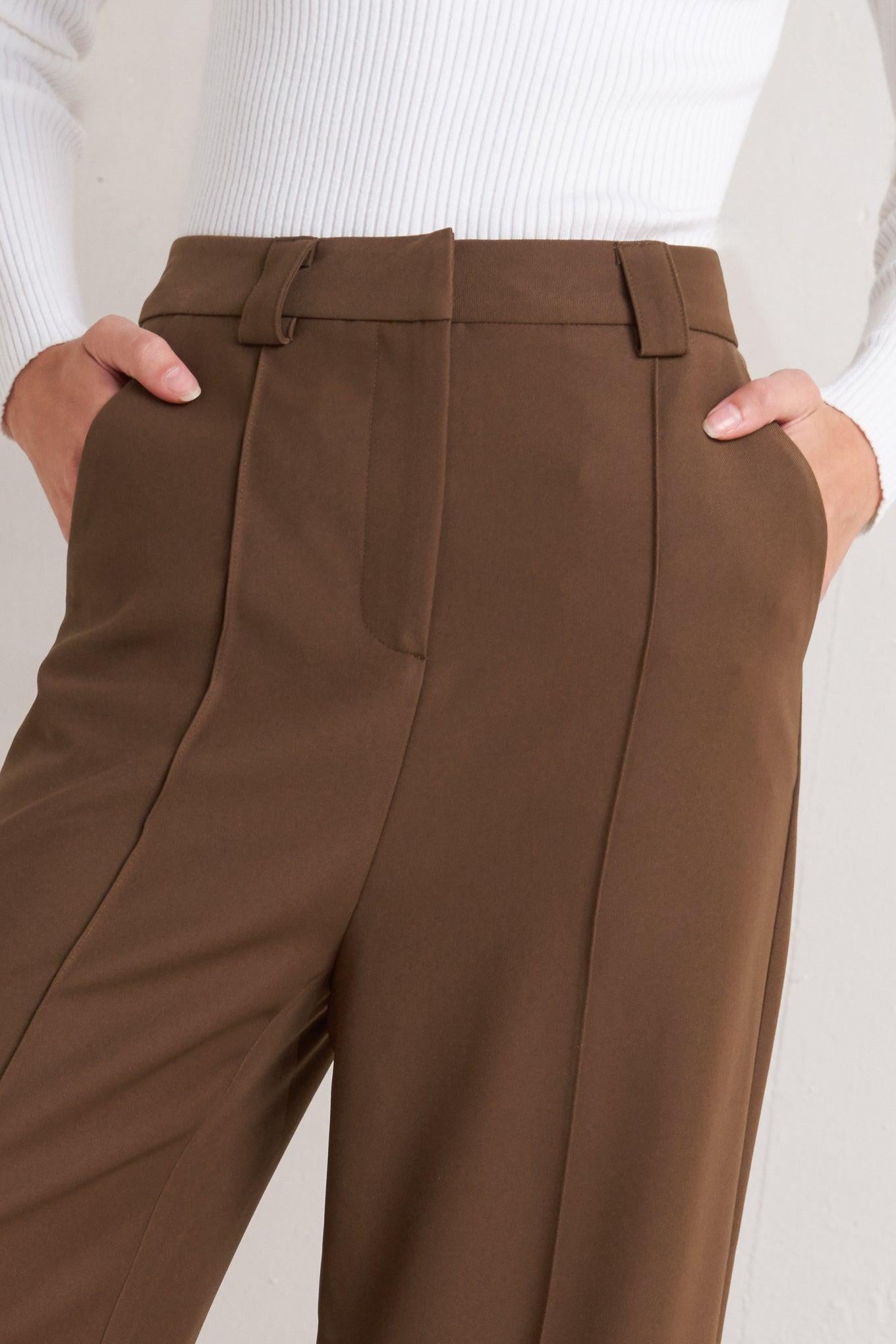 MONDAY FLOW BROWN WOVEN PANTS - Glamourous Grace