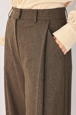 BISTRO BROWN WOVEN WIDE LEG PANT