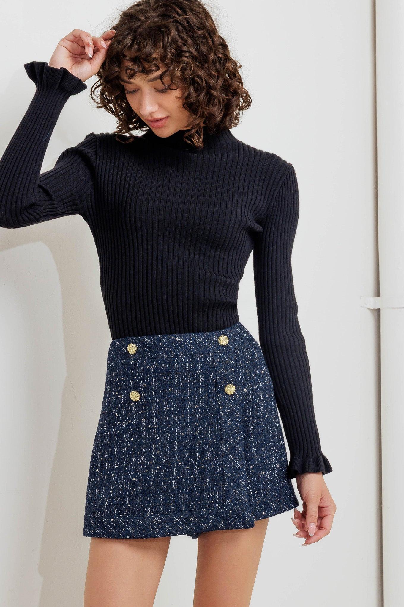PARISIAN NAVY TWEED SKORT - Glamourous Grace