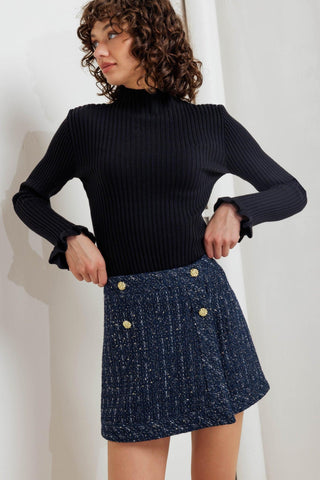 PARISIAN NAVY TWEED SKORT - Glamourous Grace