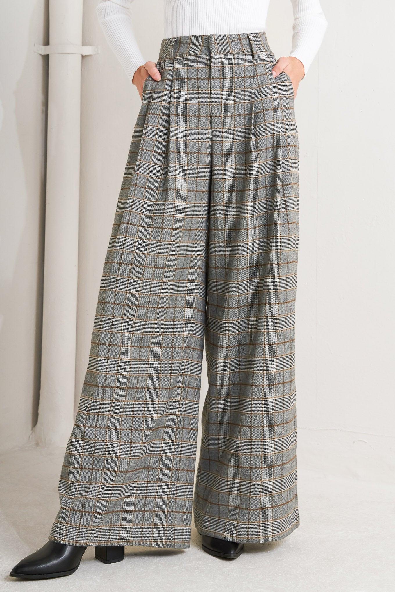 NEW AGE WOVEN PLAID PANTS - Glamourous Grace