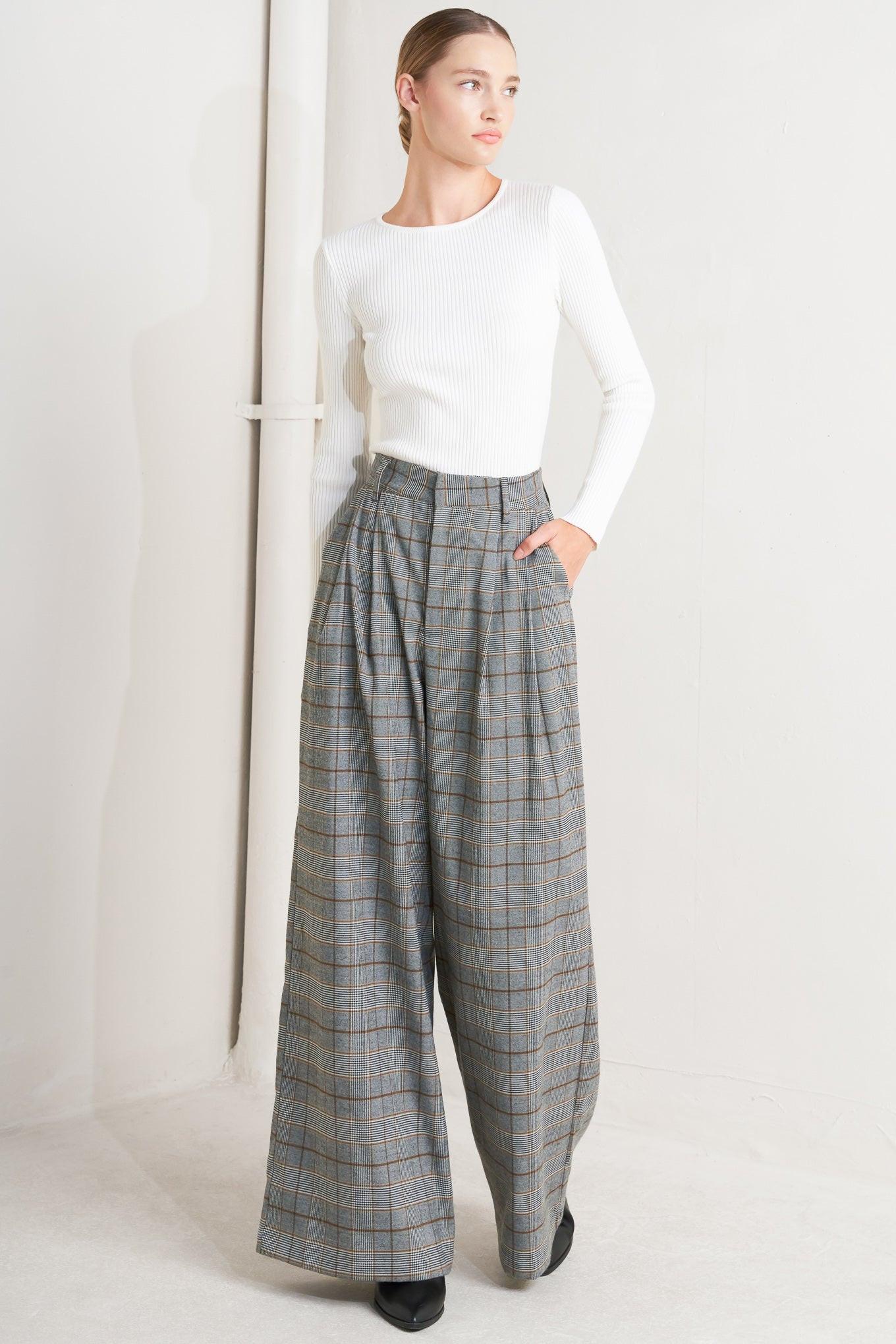 NEW AGE WOVEN PLAID PANTS - Glamourous Grace