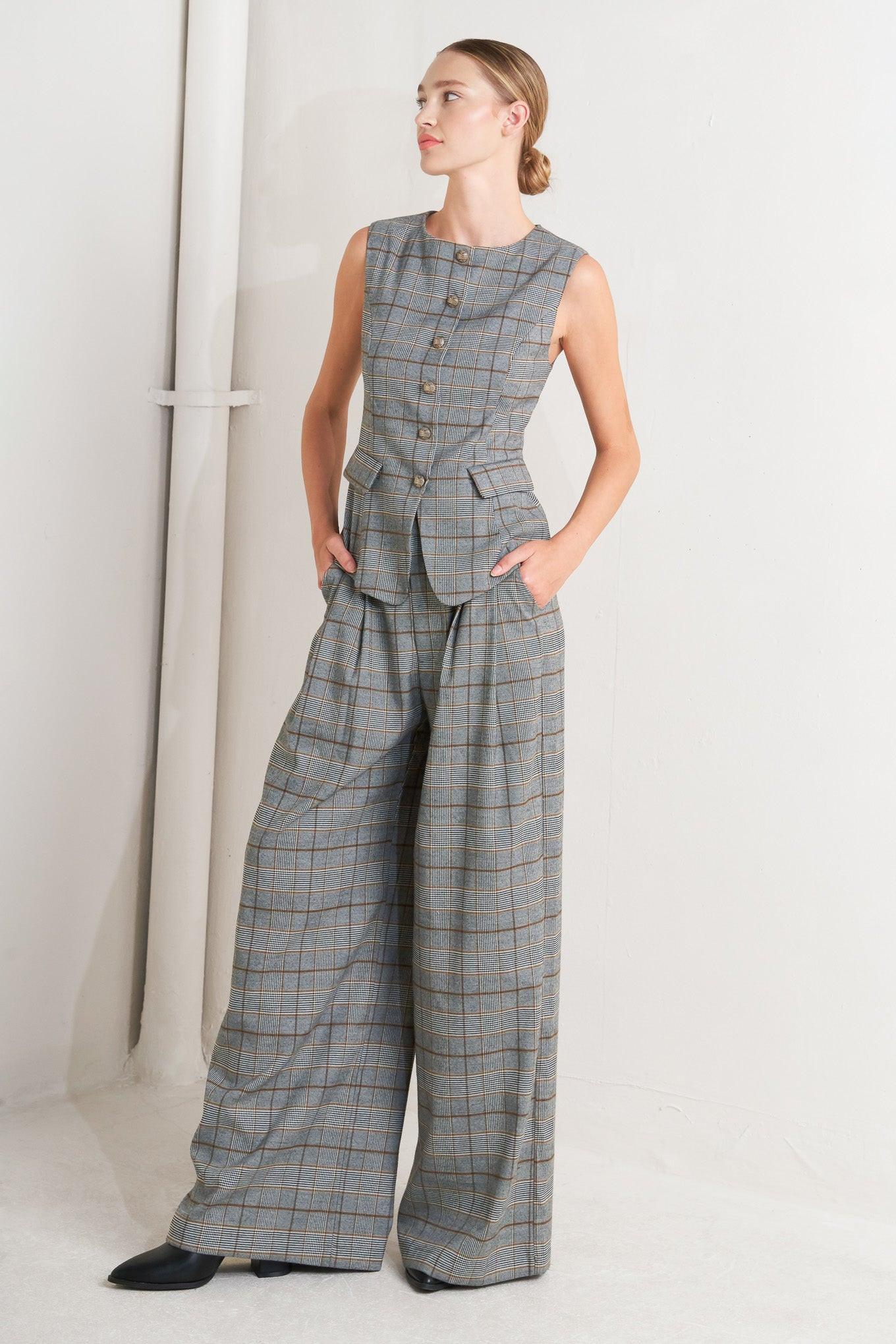 NEW AGE WOVEN PLAID PANTS - Glamourous Grace