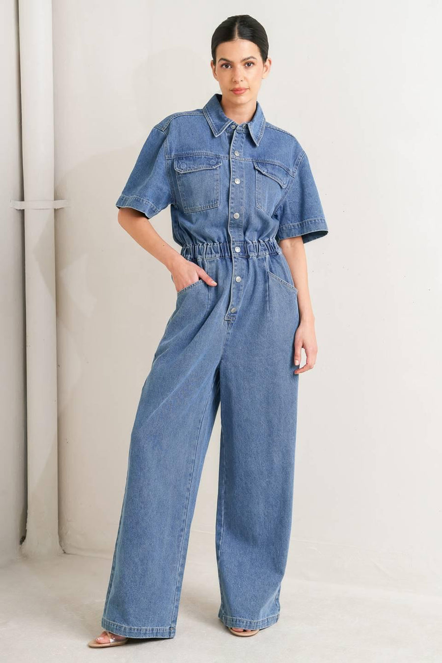 RELAX UTILITY DENIM JUMPSUIT - Glamourous Grace