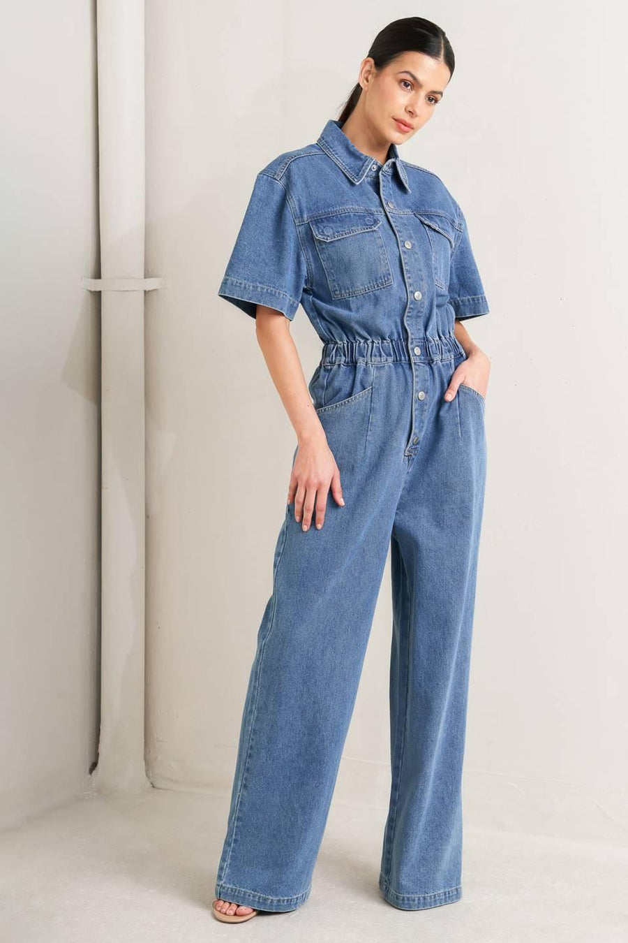 RELAX UTILITY DENIM JUMPSUIT - Glamourous Grace
