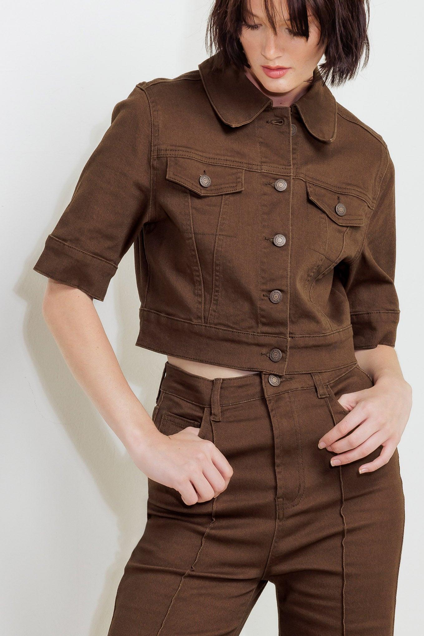 EFFORTLESS EDGE BROWN TWILL PANTS - Glamourous Grace