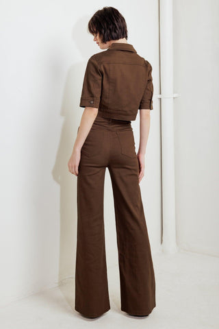 EFFORTLESS EDGE BROWN TWILL PANTS - Glamourous Grace