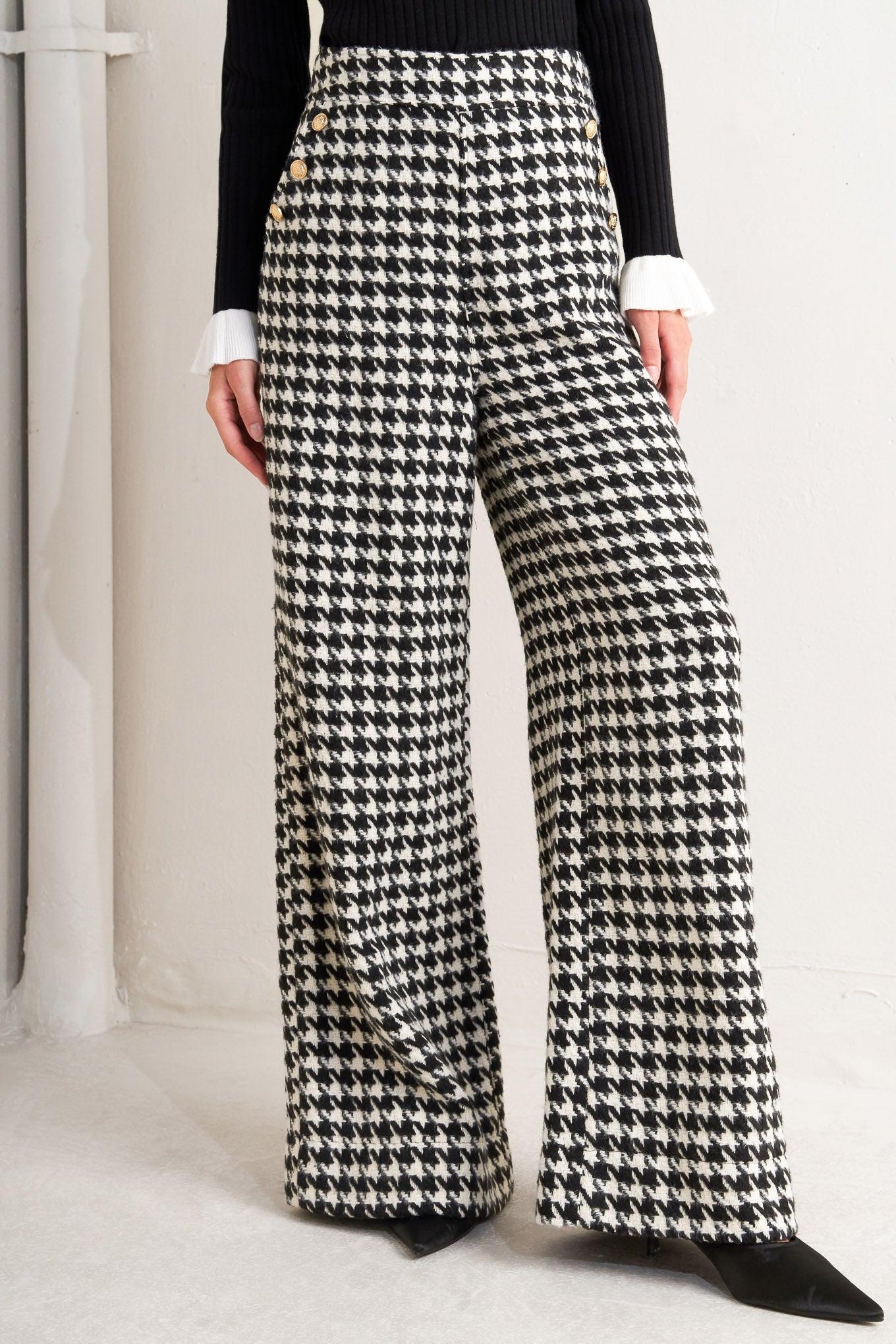 METRO ICON WOVEN HOUNDSTOOTH PANTS - Glamourous Grace