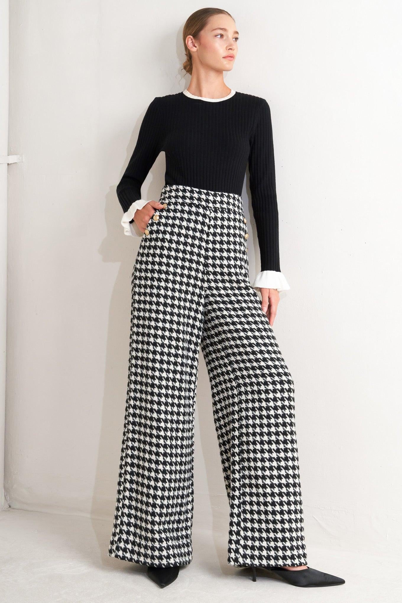 METRO ICON WOVEN HOUNDSTOOTH PANTS - Glamourous Grace