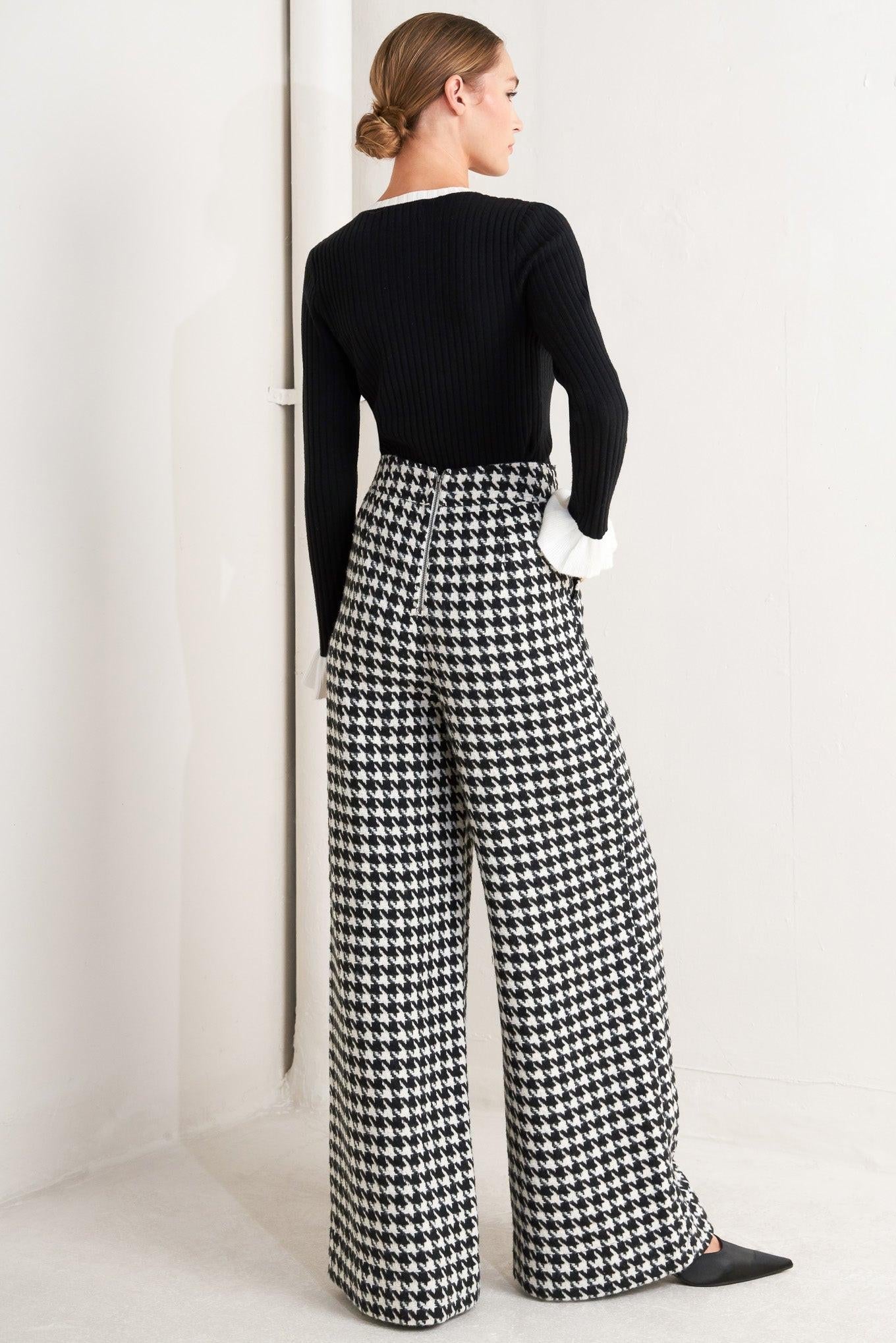METRO ICON WOVEN HOUNDSTOOTH PANTS - Glamourous Grace