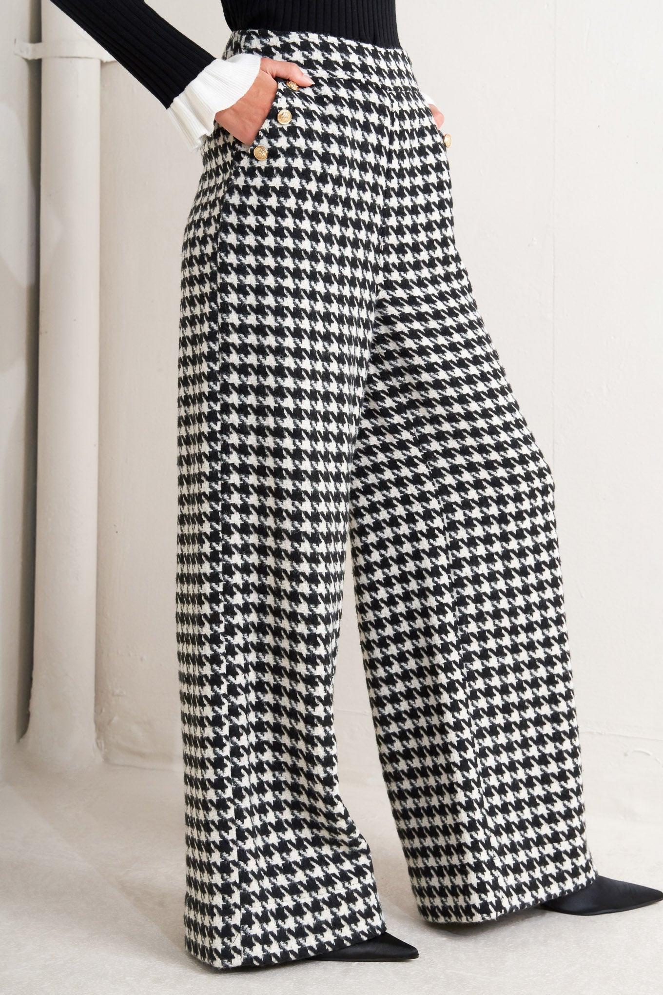 METRO ICON WOVEN HOUNDSTOOTH PANTS - Glamourous Grace