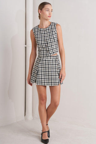 MONA CHECK TWEED SKORT - Glamourous Grace