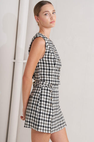 MONA CHECK TWEED SKORT - Glamourous Grace