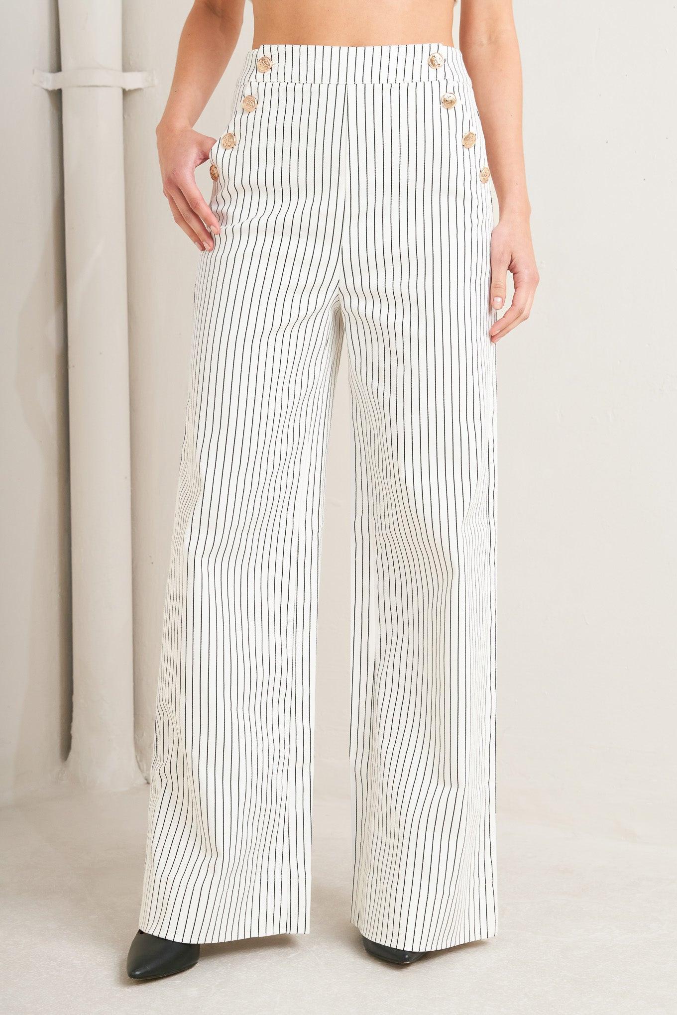 EFFORTLESS FORM STRIPE WOVEN PANTS - Glamourous Grace