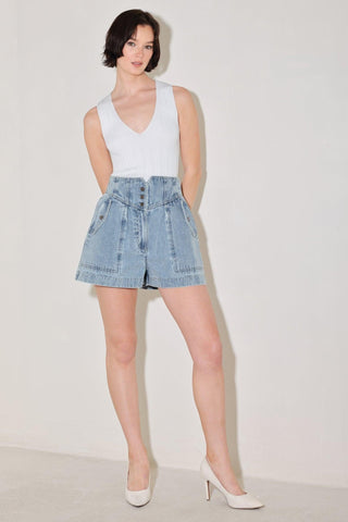 SUNLIT DENIM MOMENT SHORTS - Glamourous Grace