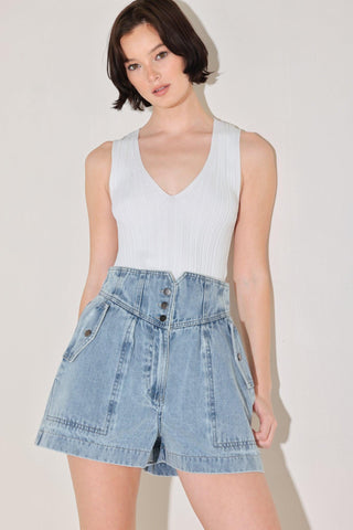 SUNLIT DENIM MOMENT SHORTS - Glamourous Grace