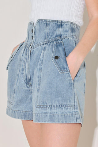SUNLIT DENIM MOMENT SHORTS - Glamourous Grace