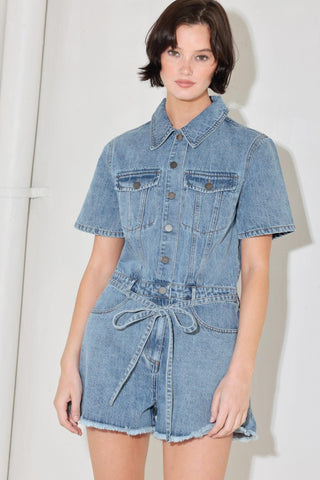 LAIDBACK LUXE DENIM ROMPER - Glamourous Grace