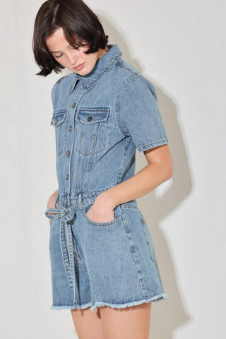 LAIDBACK LUXE DENIM ROMPER - Glamourous Grace