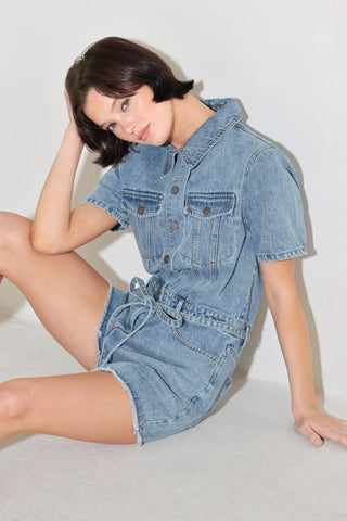 LAIDBACK LUXE DENIM ROMPER - Glamourous Grace