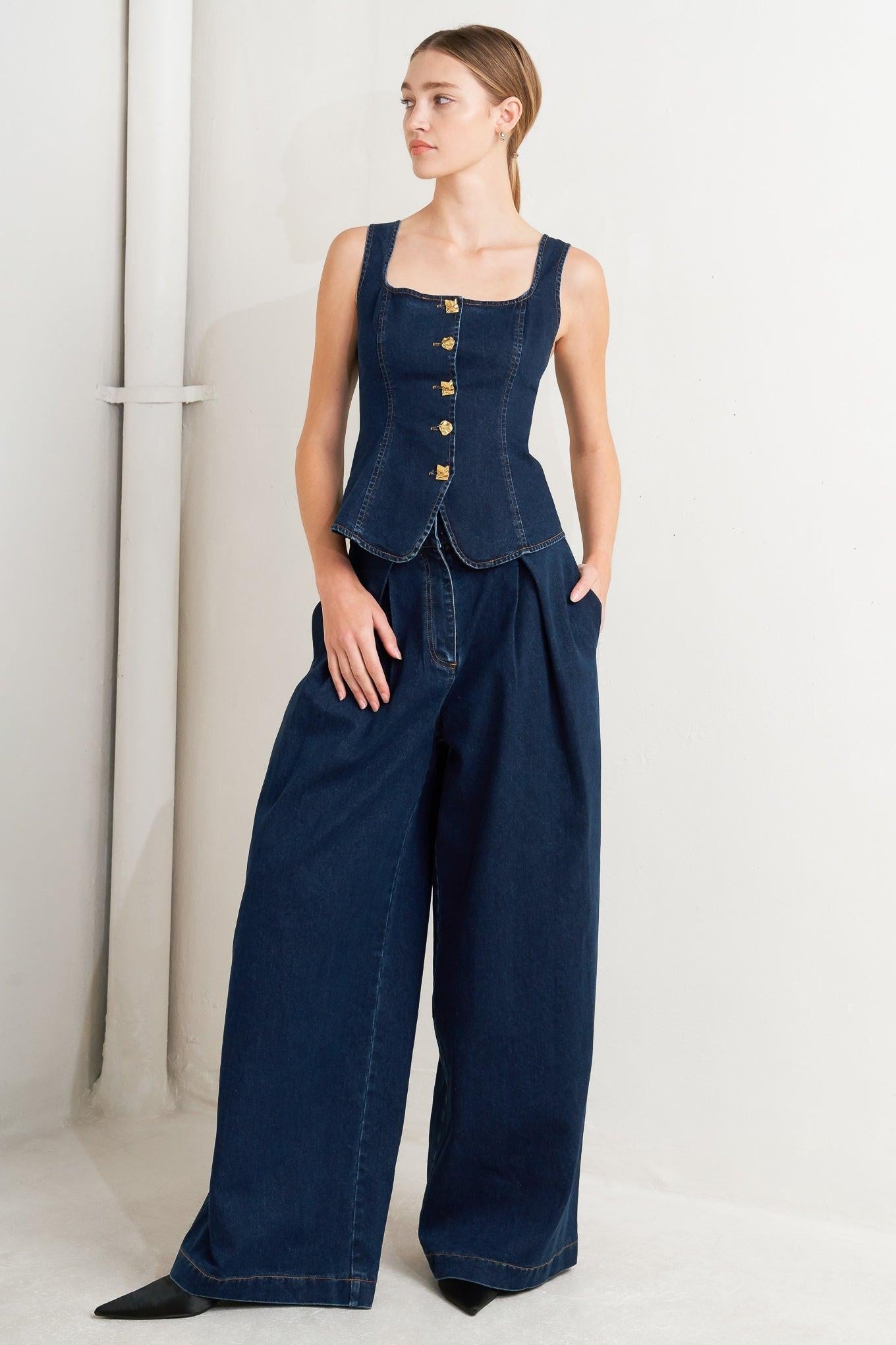 QUIET LUXE DENIM PANTS - Glamourous Grace