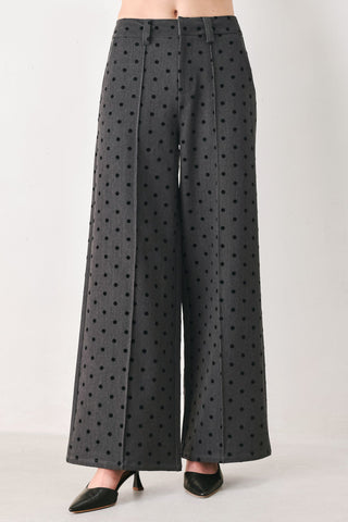 CHARCOAL DOT CHARCOAL WIDE-LEG PANTS