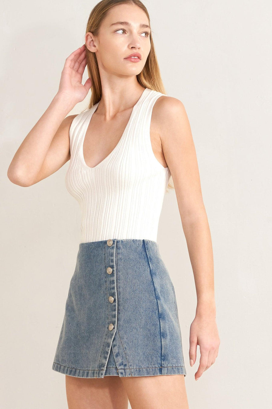SANTA MONICA DENIM SKORT - Glamourous Grace