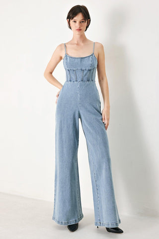SKYLINE SWEETHEART DENIM JUMPSUIT - Glamourous Grace