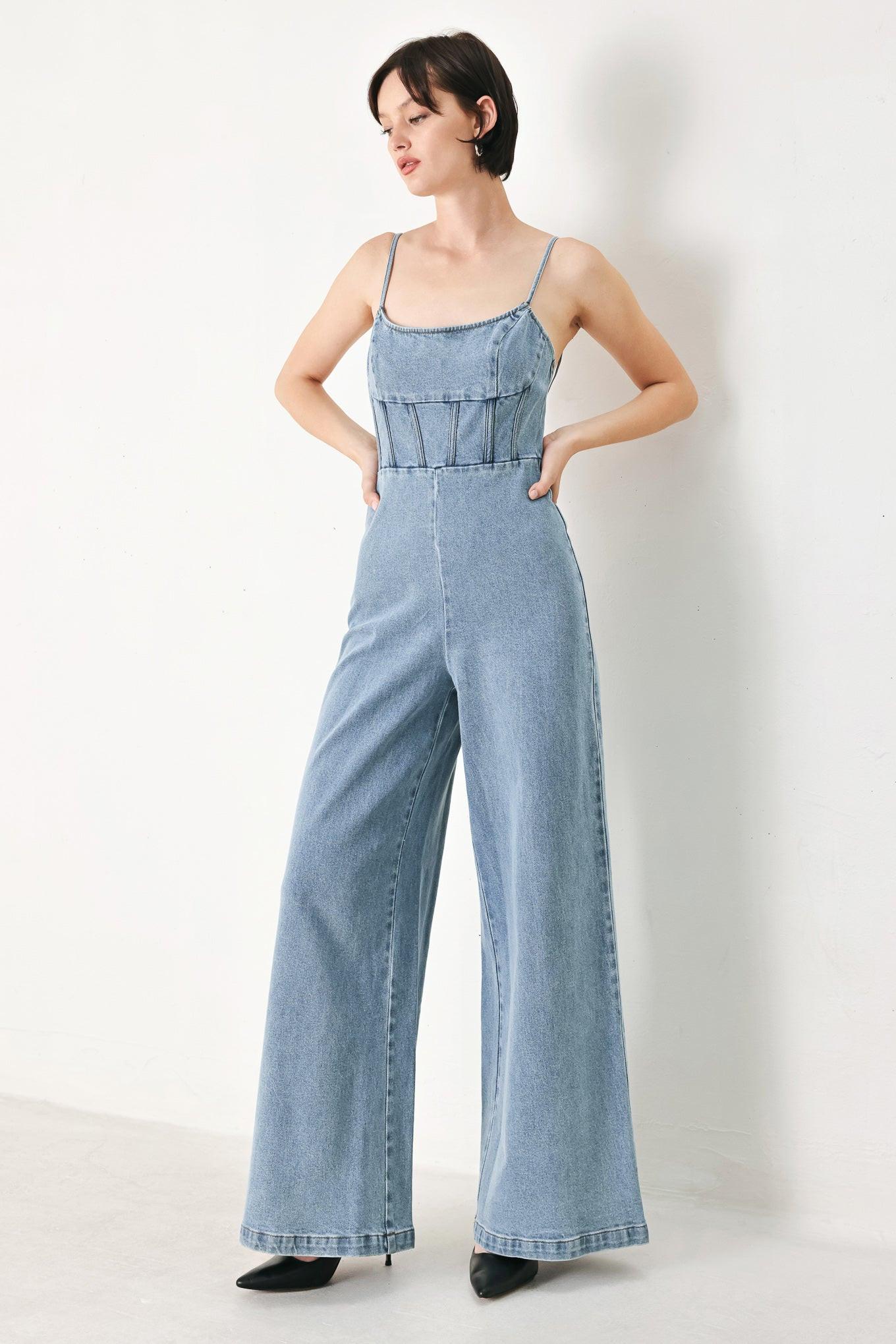 SKYLINE SWEETHEART DENIM JUMPSUIT - Glamourous Grace