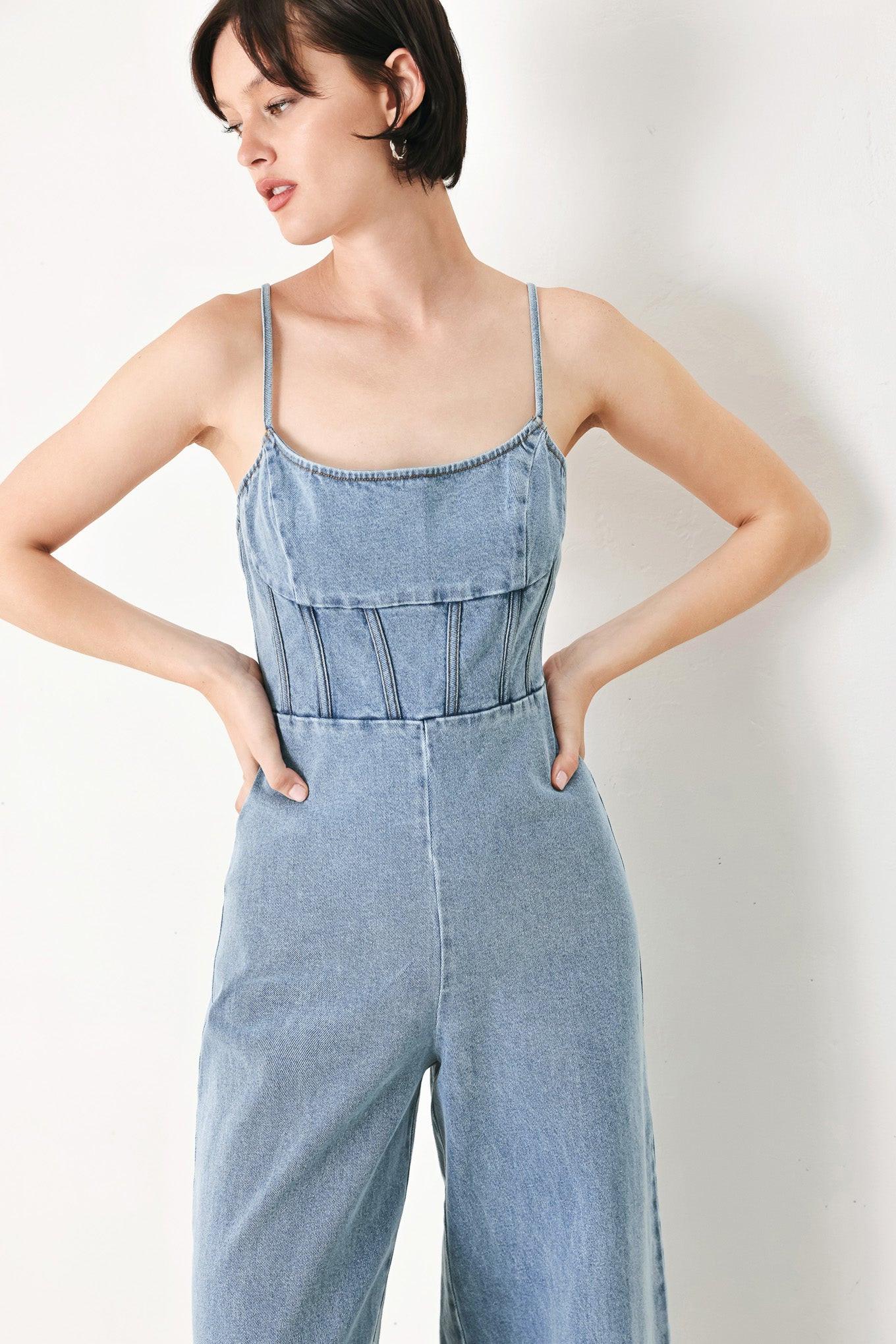 SKYLINE SWEETHEART DENIM JUMPSUIT - Glamourous Grace