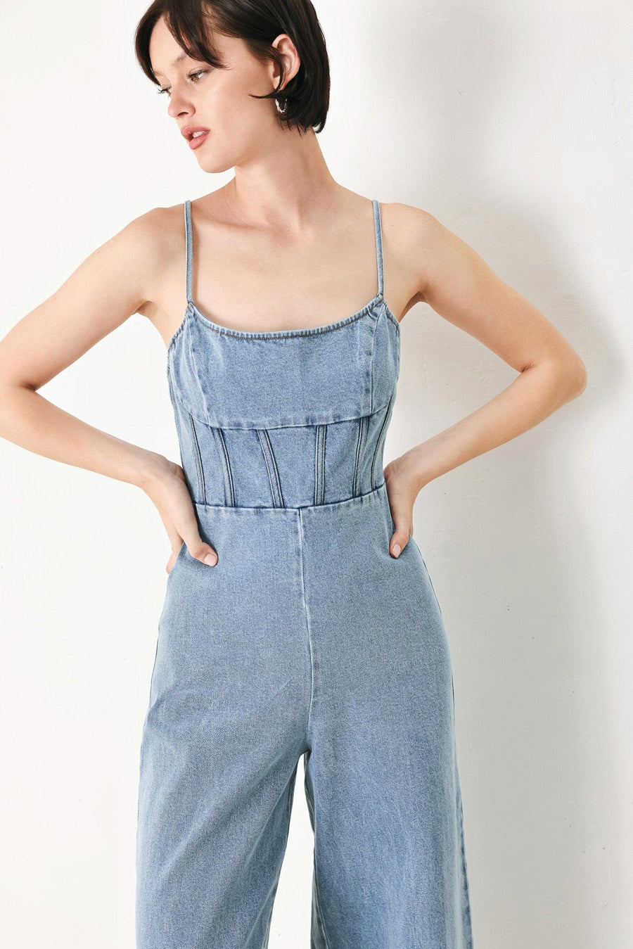SKYLINE SWEETHEART DENIM JUMPSUIT - Glamourous Grace