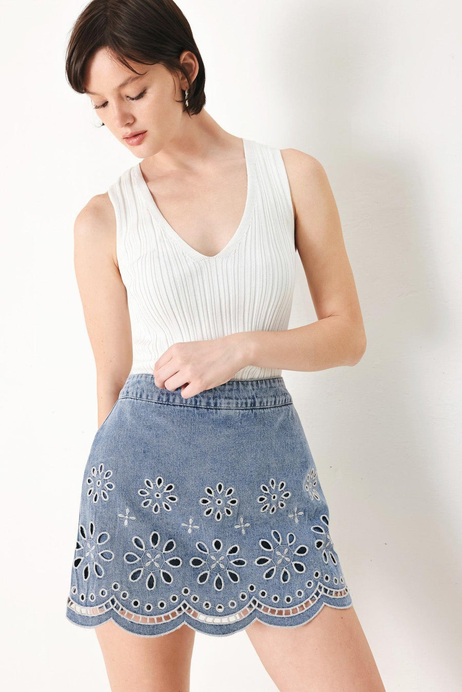 FLORAL LOVE DENIM SKORT - Glamourous Grace
