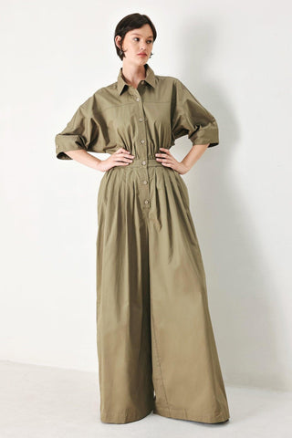 OLIVE DAYDREAM WOVEN JUMPSUIT - Glamourous Grace