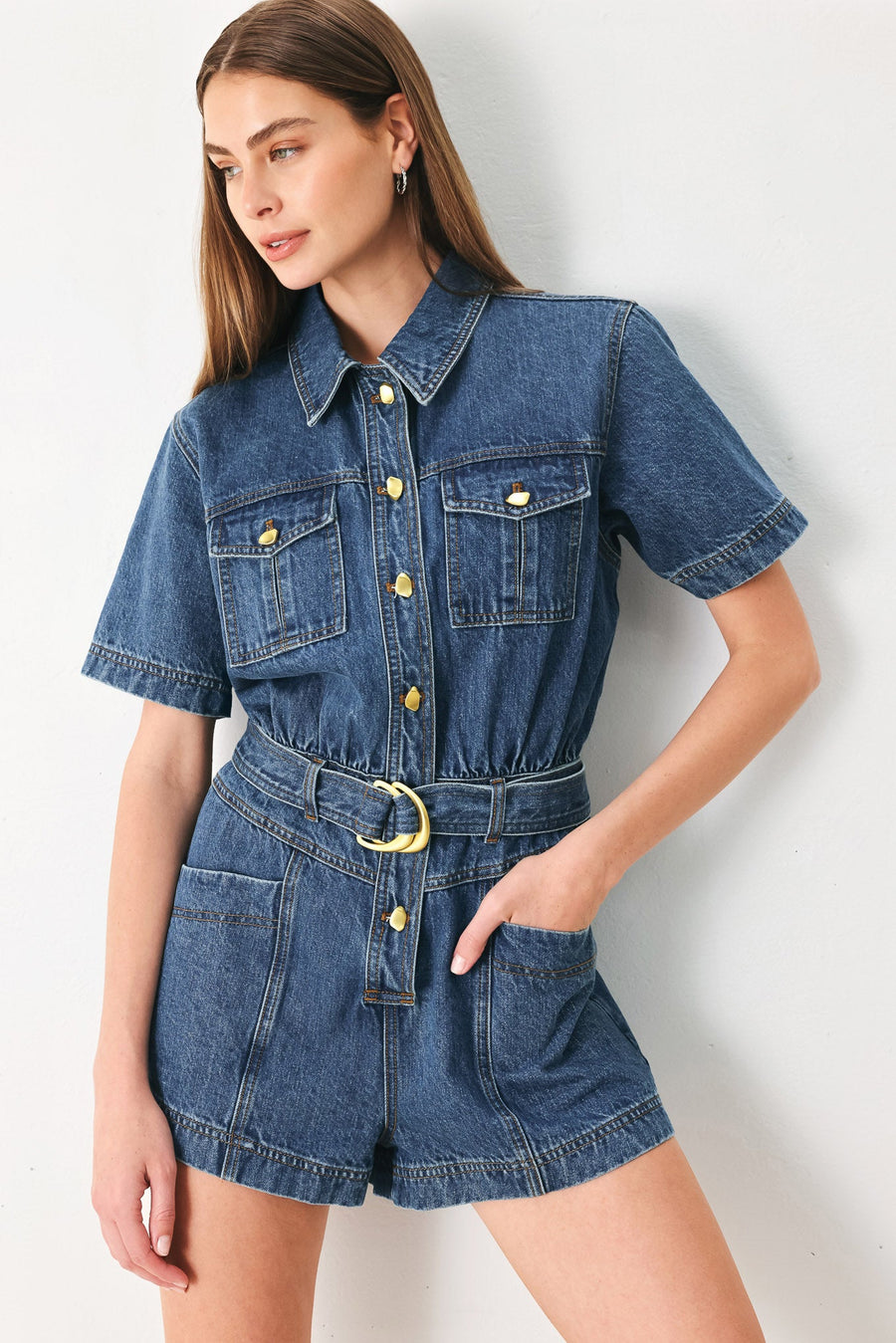PLAY MODE DENIM ROMPER - Glamourous Grace