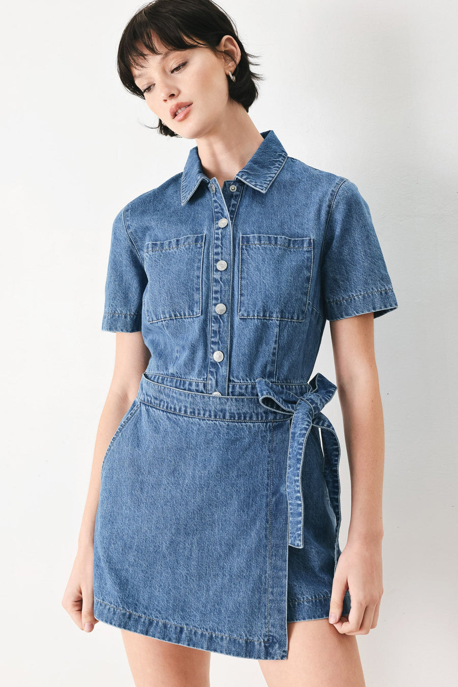 DAILY ROMANCE DENIM SKORT ROMPER - Glamourous Grace