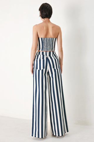 NAVY BLOSSOM WOVEN PANTS