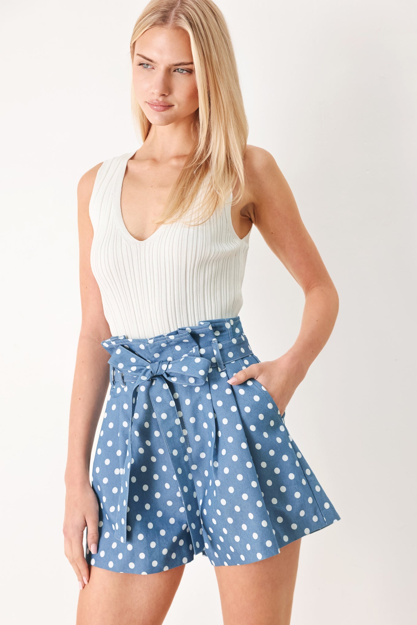 FLIRTY DOTS TIE WOVEN SHORTS - Glamourous Grace