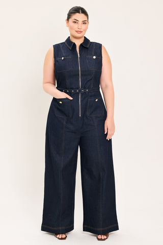 SLEEVELESS WORKWEAR DENIM JUMPSUIT - Glamourous Grace