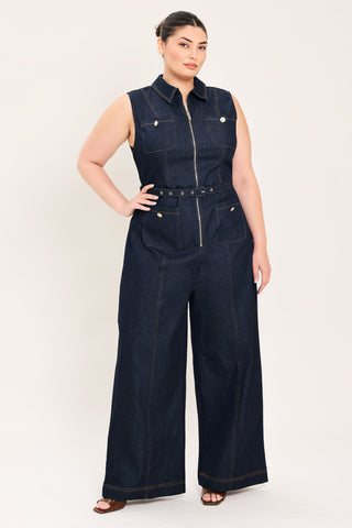 SLEEVELESS WORKWEAR DENIM JUMPSUIT - Glamourous Grace