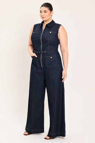 SLEEVELESS WORKWEAR DENIM JUMPSUIT - Glamourous Grace