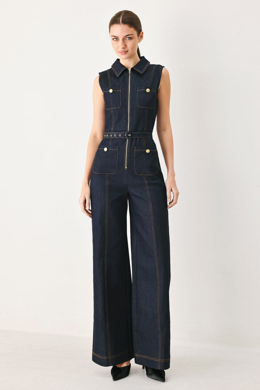 SLEEVELESS WORKWEAR DENIM JUMPSUIT - Glamourous Grace