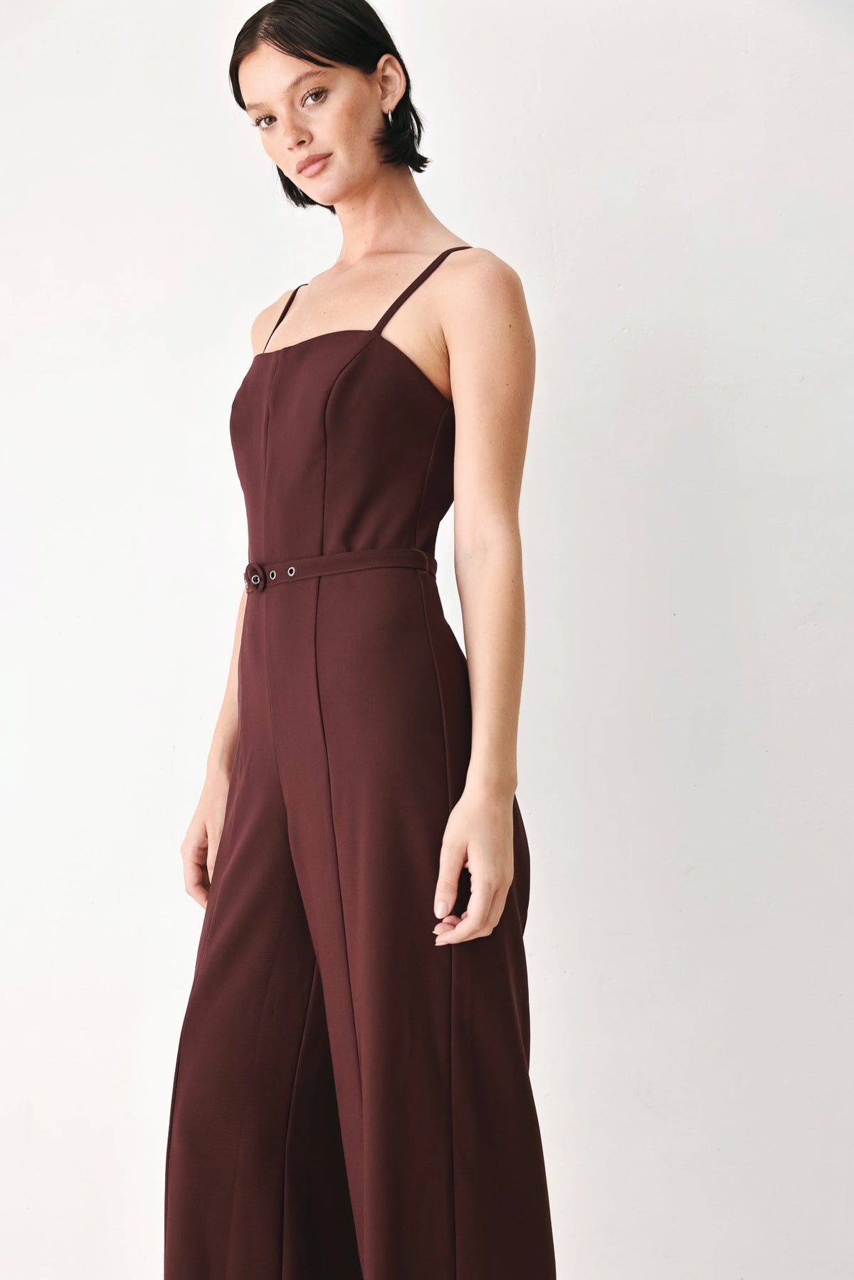 BURGUNDY MODERN MUSE WOVEN JUMPSUIT - Glamourous Grace