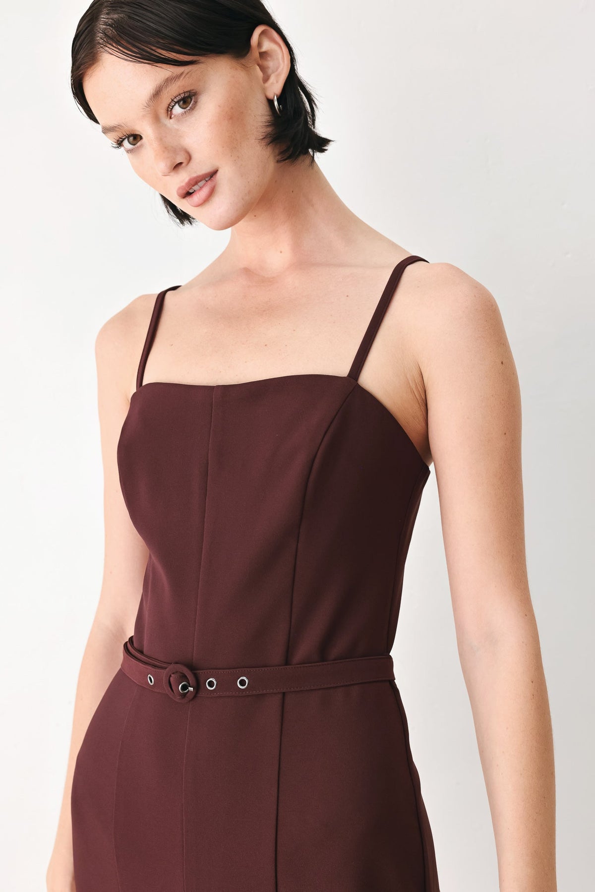 BURGUNDY MODERN MUSE WOVEN JUMPSUIT - Glamourous Grace