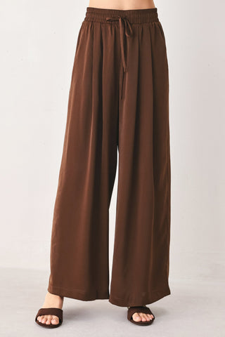 CANYON BROWN ELASTIC WAIST WOVEN PANTS
