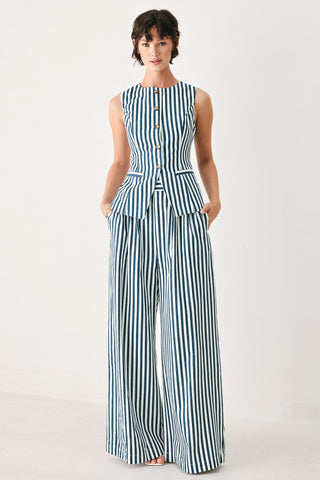 PORTSIDE STRIPE WOVEN WIDE LEG PANTS