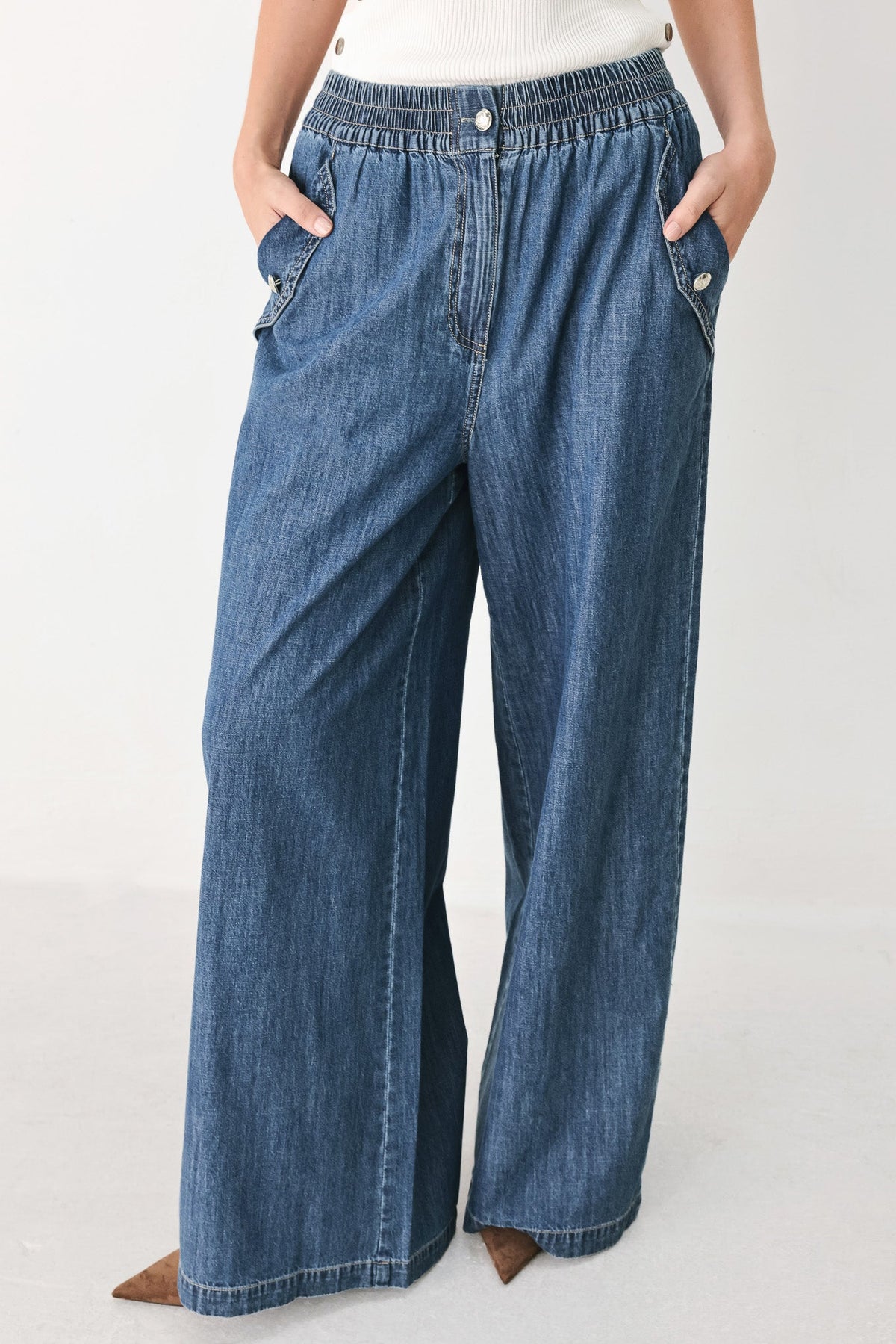 INDIGO COMFORT LINE DENIM PANTS - Glamourous Grace