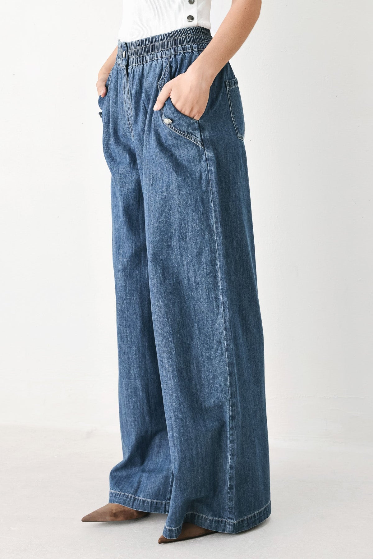 INDIGO COMFORT LINE DENIM PANTS - Glamourous Grace