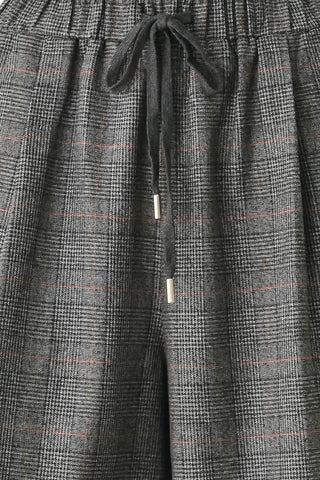 OFF THE CLOCK PLAID DRAWSTRING WIDE LEG PANTS