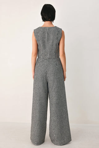 CHECKED IN SPARKLE HOUNDSTOOTH WIDE LEG PANTS